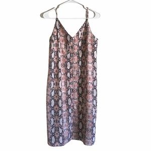 One clothing pink snake print button front dress
